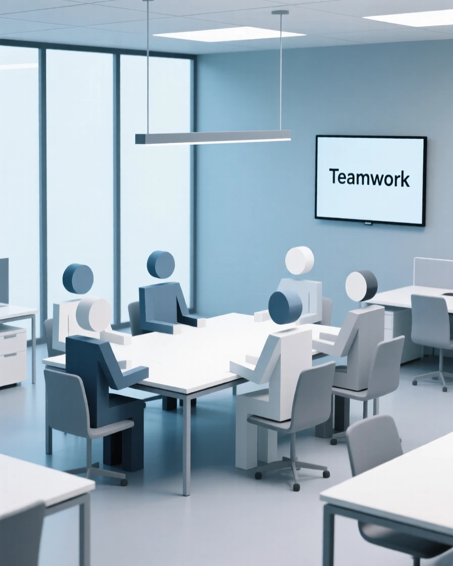 A team working together in a modern open office