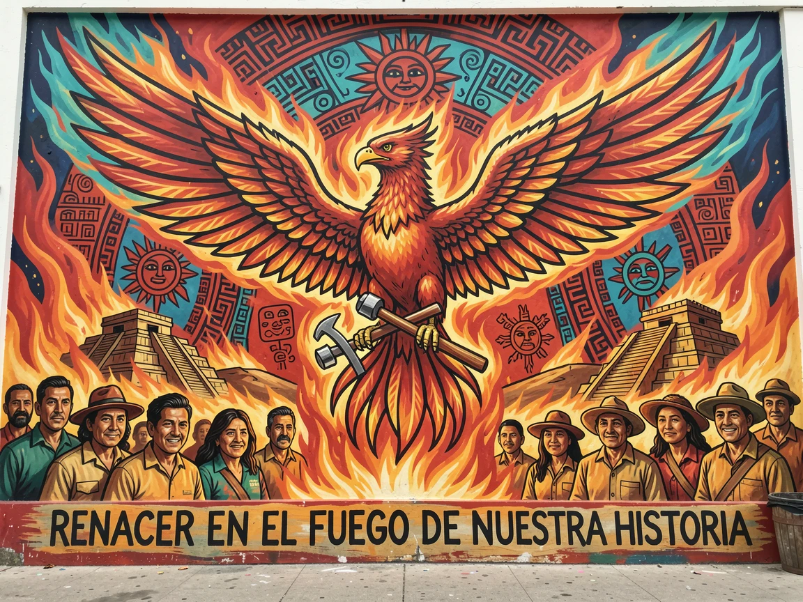 A mighty phoenix rising from glowing embers
