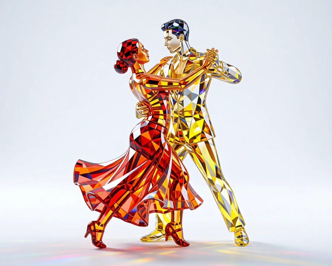 A Cuban salsa dancing couple captured mid-spin on a colorful street.