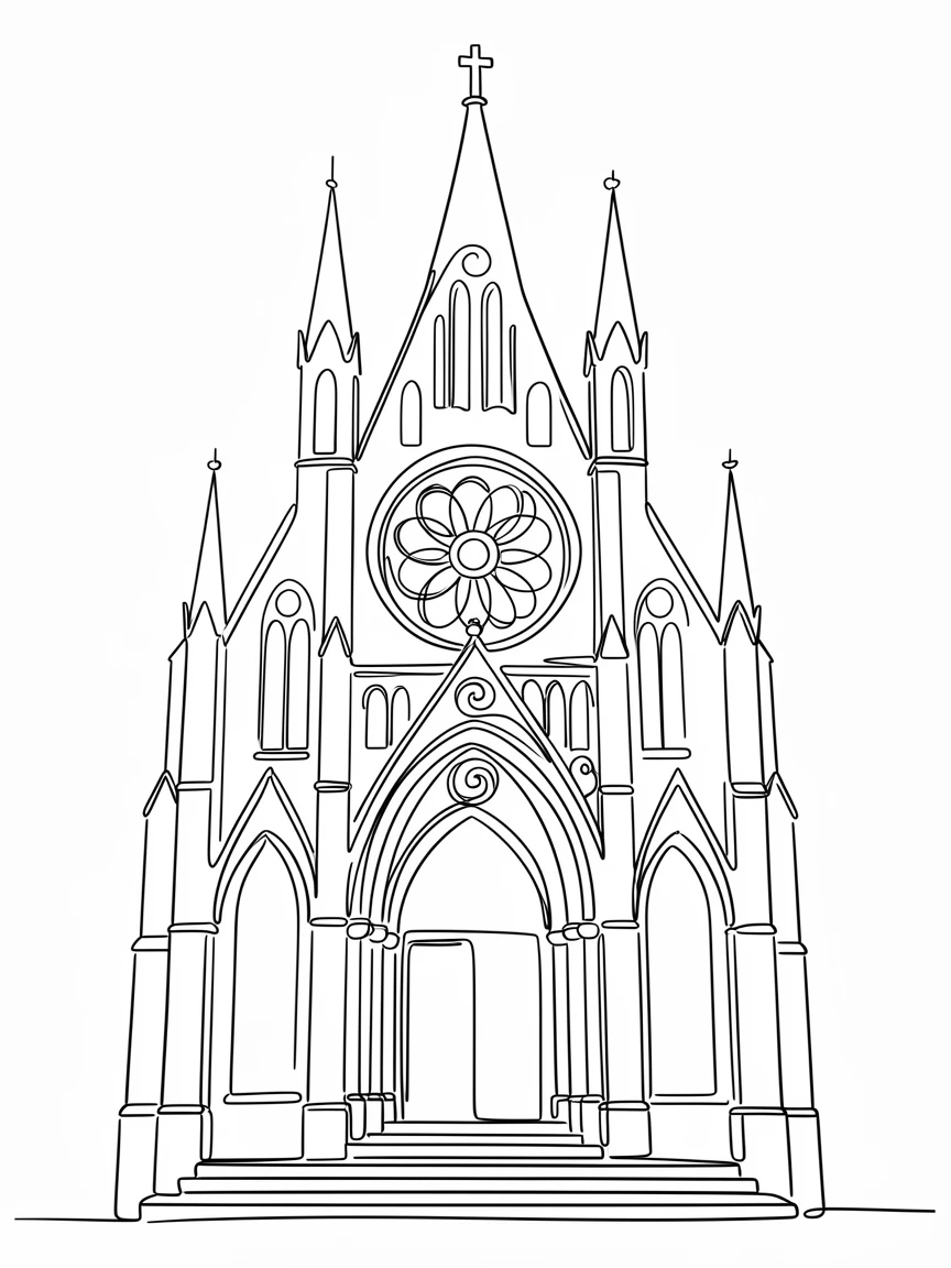 A grand Gothic cathedral facade with intricately carved stone archways