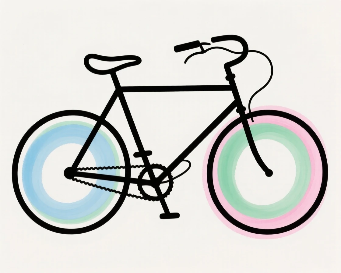 A tandem bicycle built for two