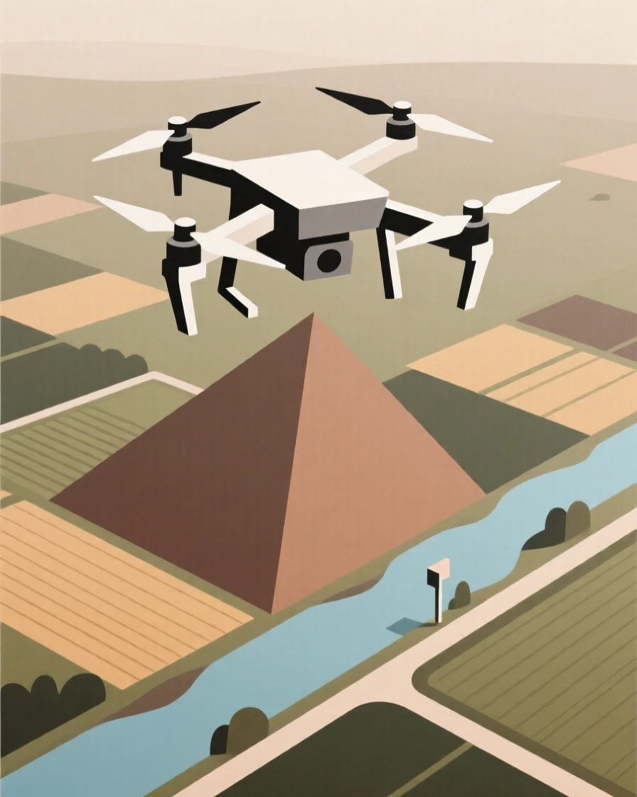 A drone capturing aerial footage of a landscape