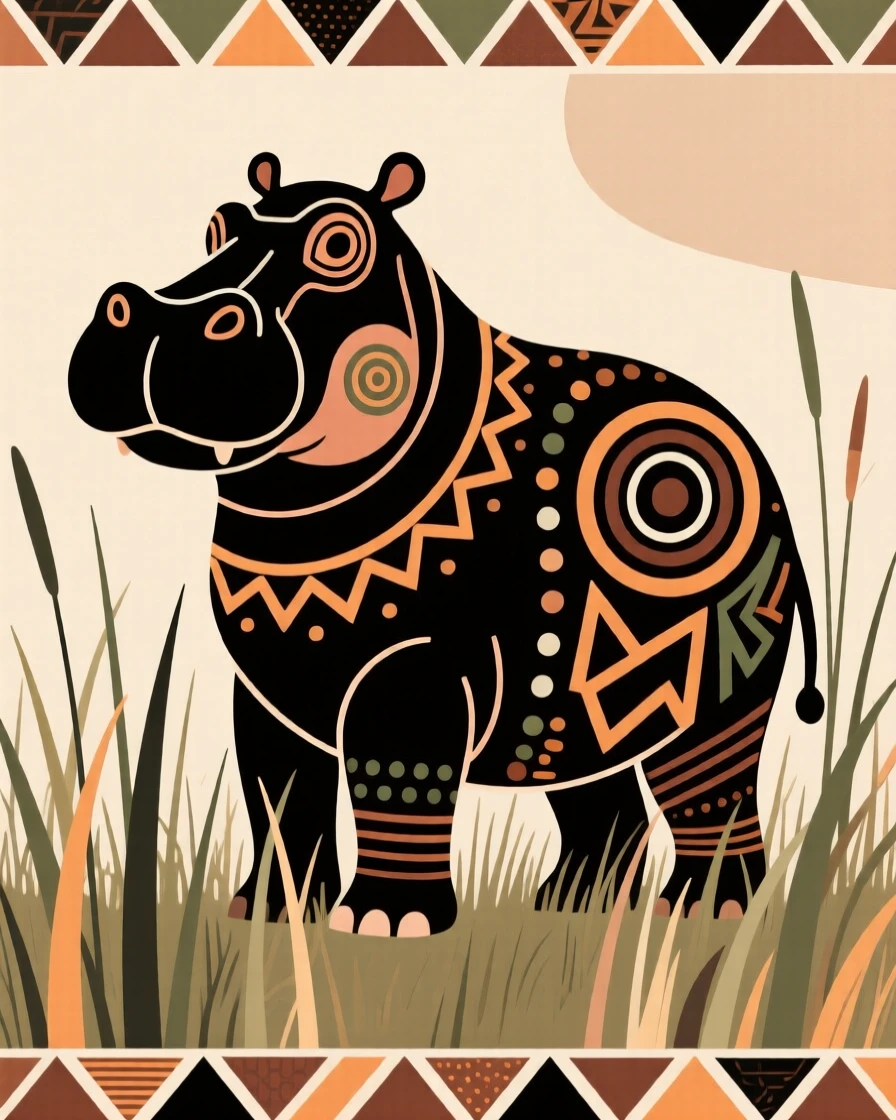 A hippopotamus standing tall above the tall grass.