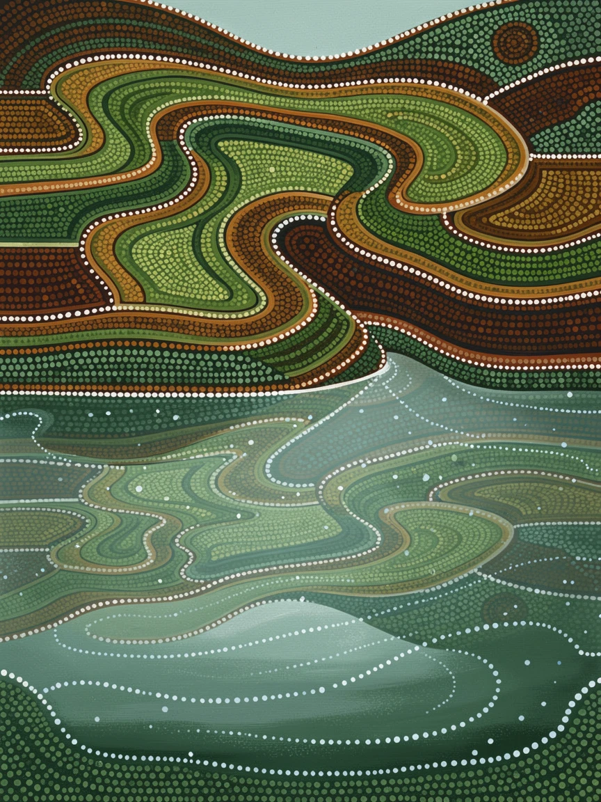 An emerald rice terrace reflected in still water