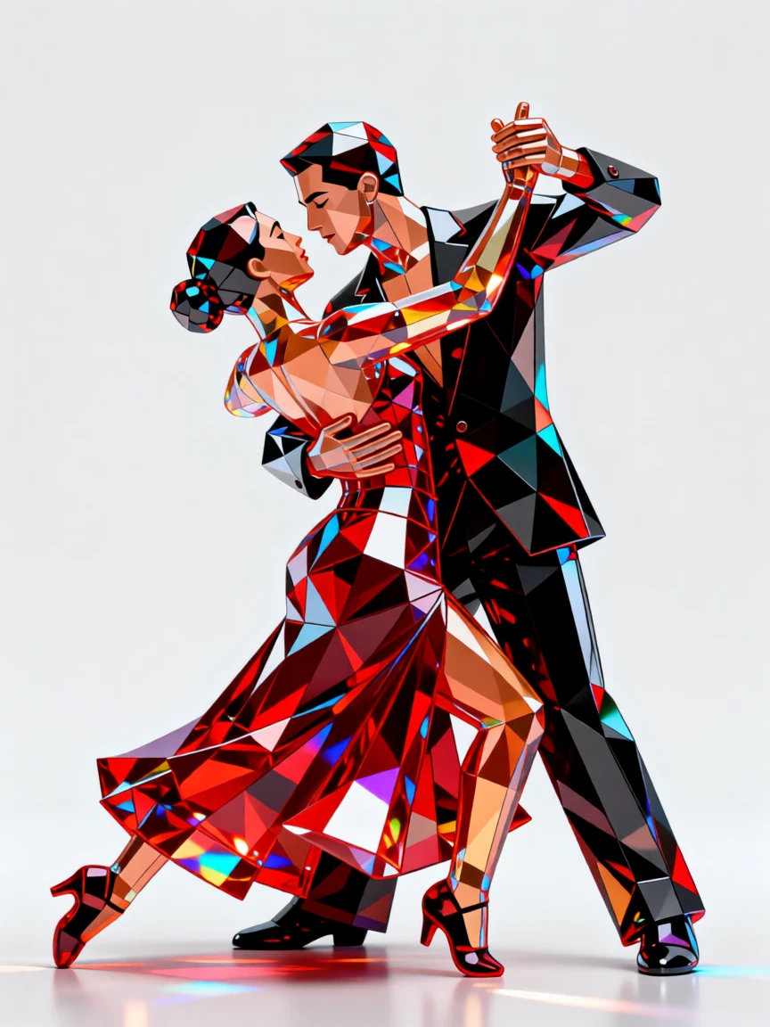 A vibrant Argentine tango couple performing passionately in a candlelit plaza.