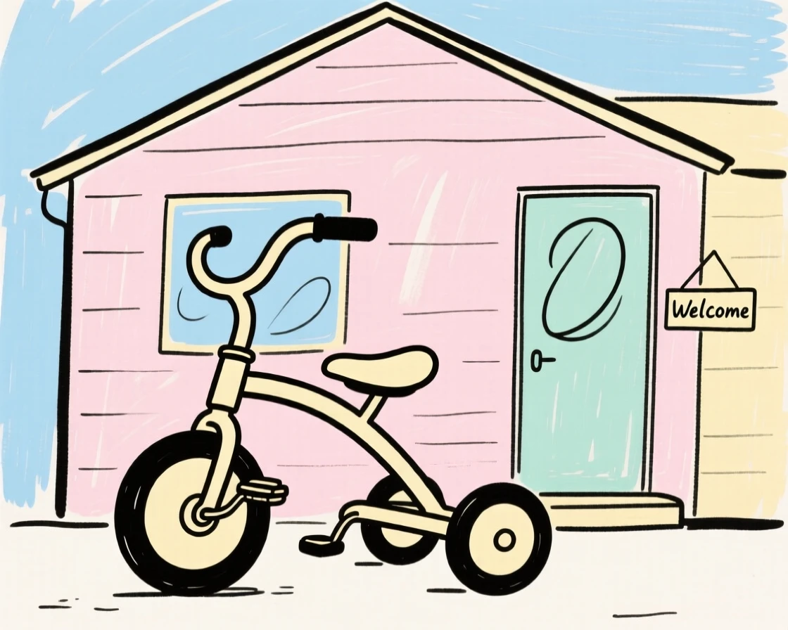 A tricycle parked outside a home