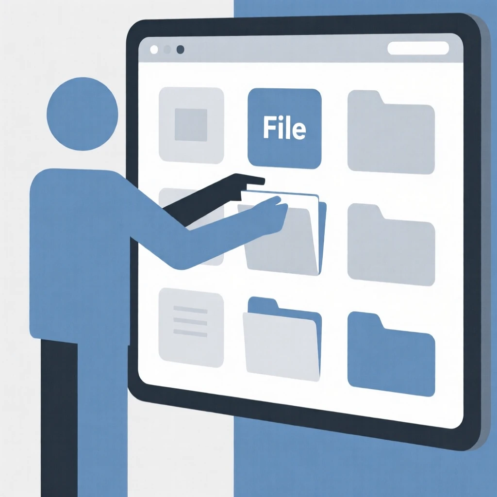 A person organizing files on a digital dashboard