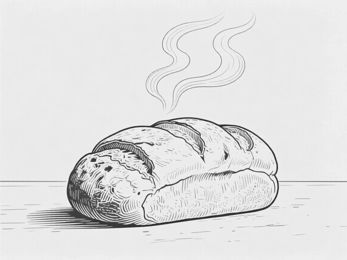 A rustic loaf of bread fresh from the oven with steam rising