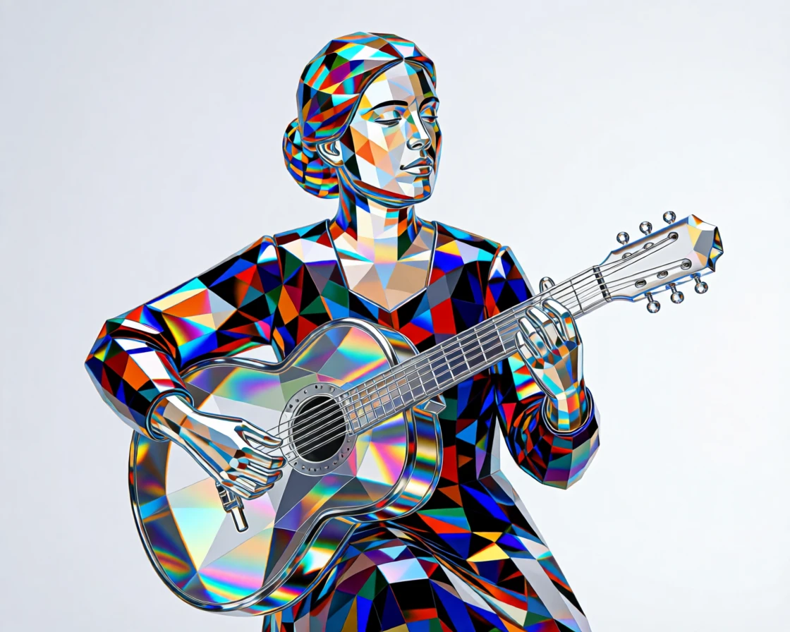 A traditional Portuguese fado singer performing with quiet emotional intensity.