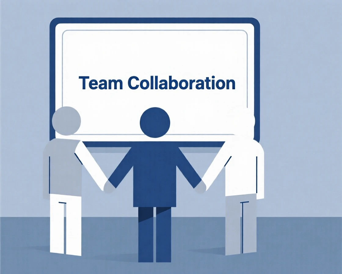 A team collaborating using a shared digital screen