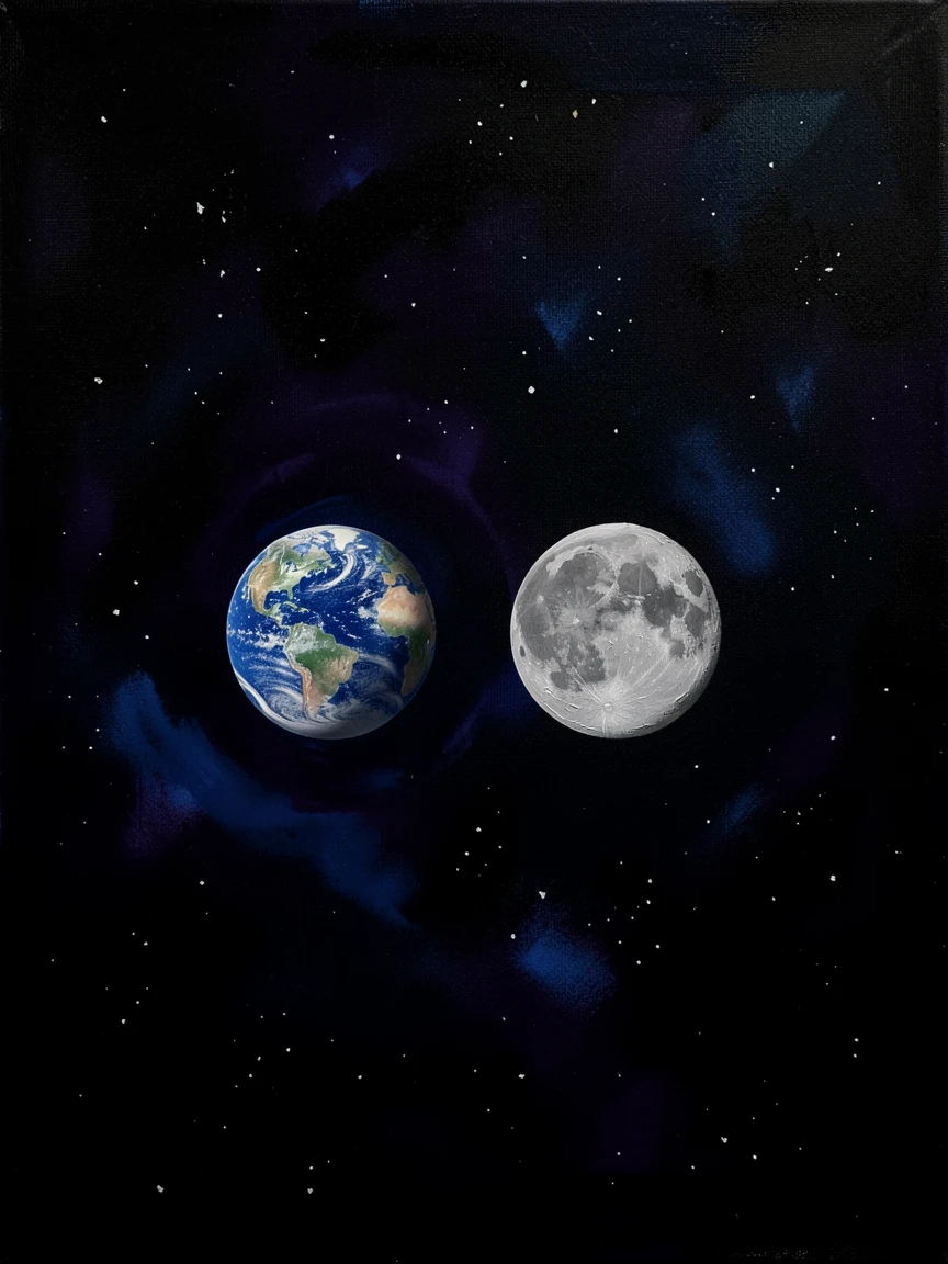 A distant view of Earth and Moon together from deep space shows both as small blue and gray spheres suspended in the vast darkness, the setting suggesting centuries of untold stories embedded in every weathered surface.