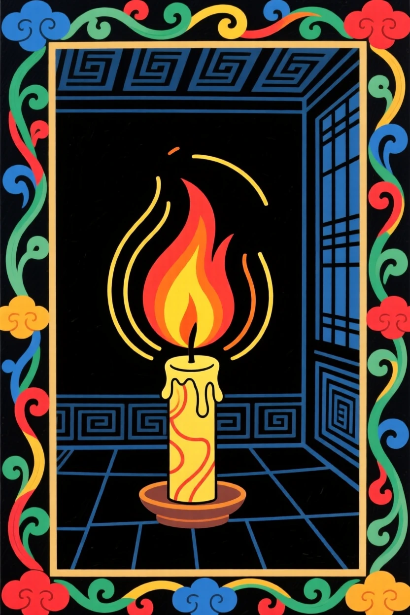 A single candle flame glowing steadily in a dark room, symbolizing hope.