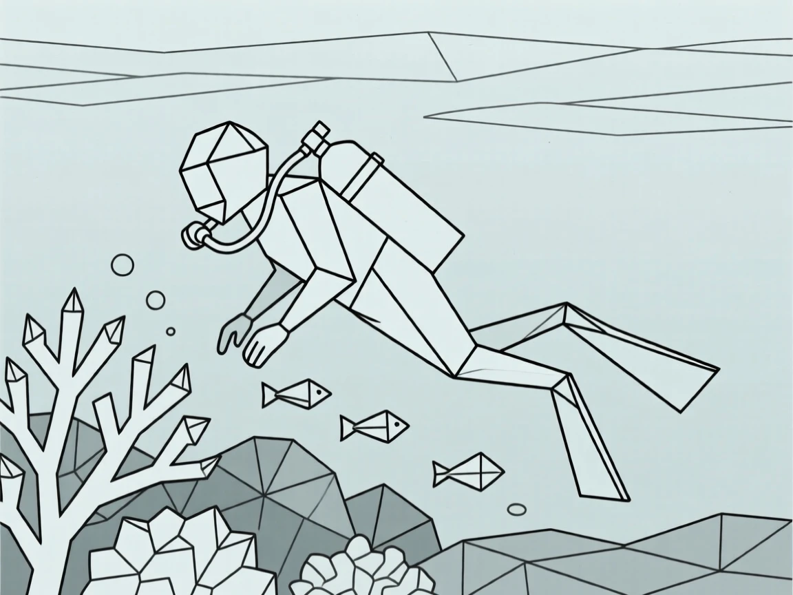 A diver exploring a coral reef underwater