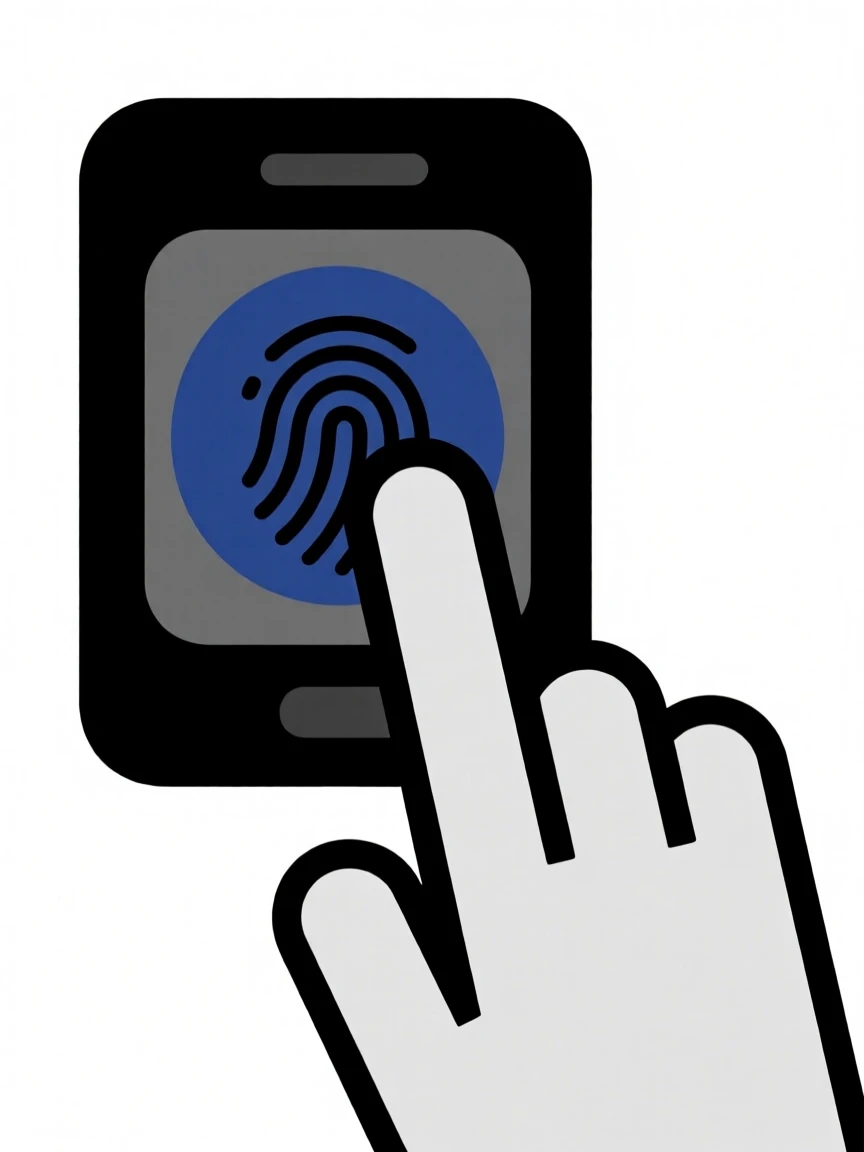 A biometric fingerprint scanner in use