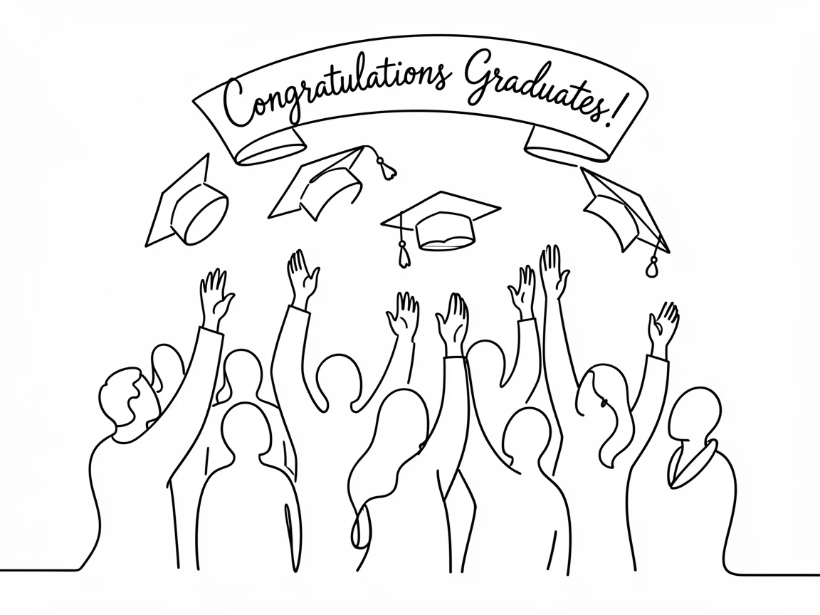 A graduation ceremony with caps tossed into the air above a crowd