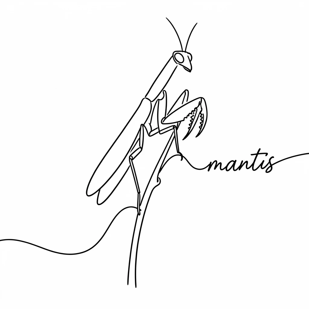 A praying mantis perched motionless on a garden stem
