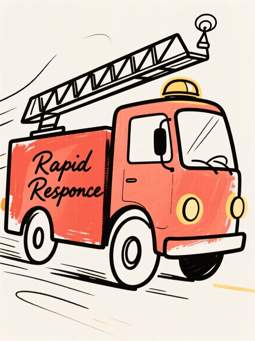 A fire truck racing to a call