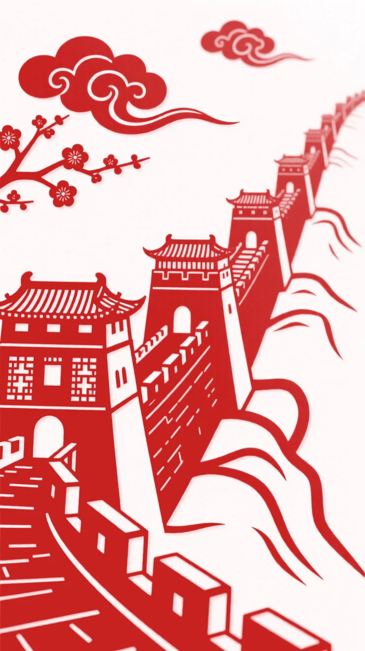 A city wall stretching along a ridge into the distance, watchtowers spaced evenly along its length
