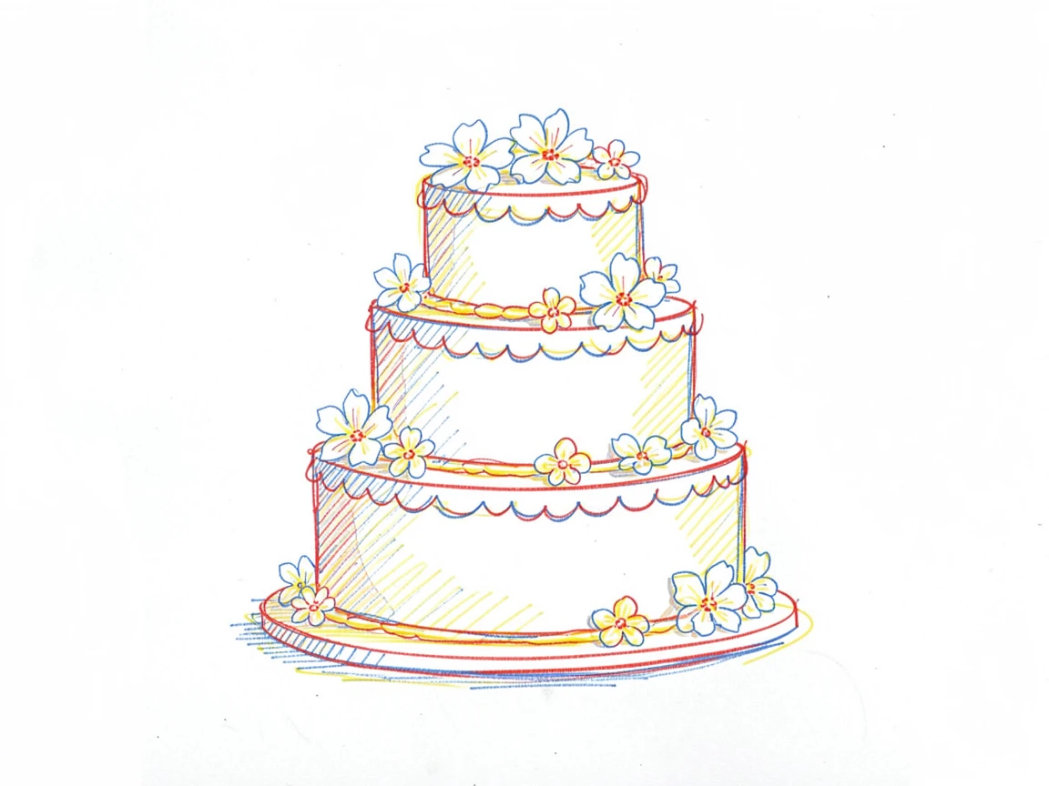 A tiered wedding cake decorated with delicate sugar flowers