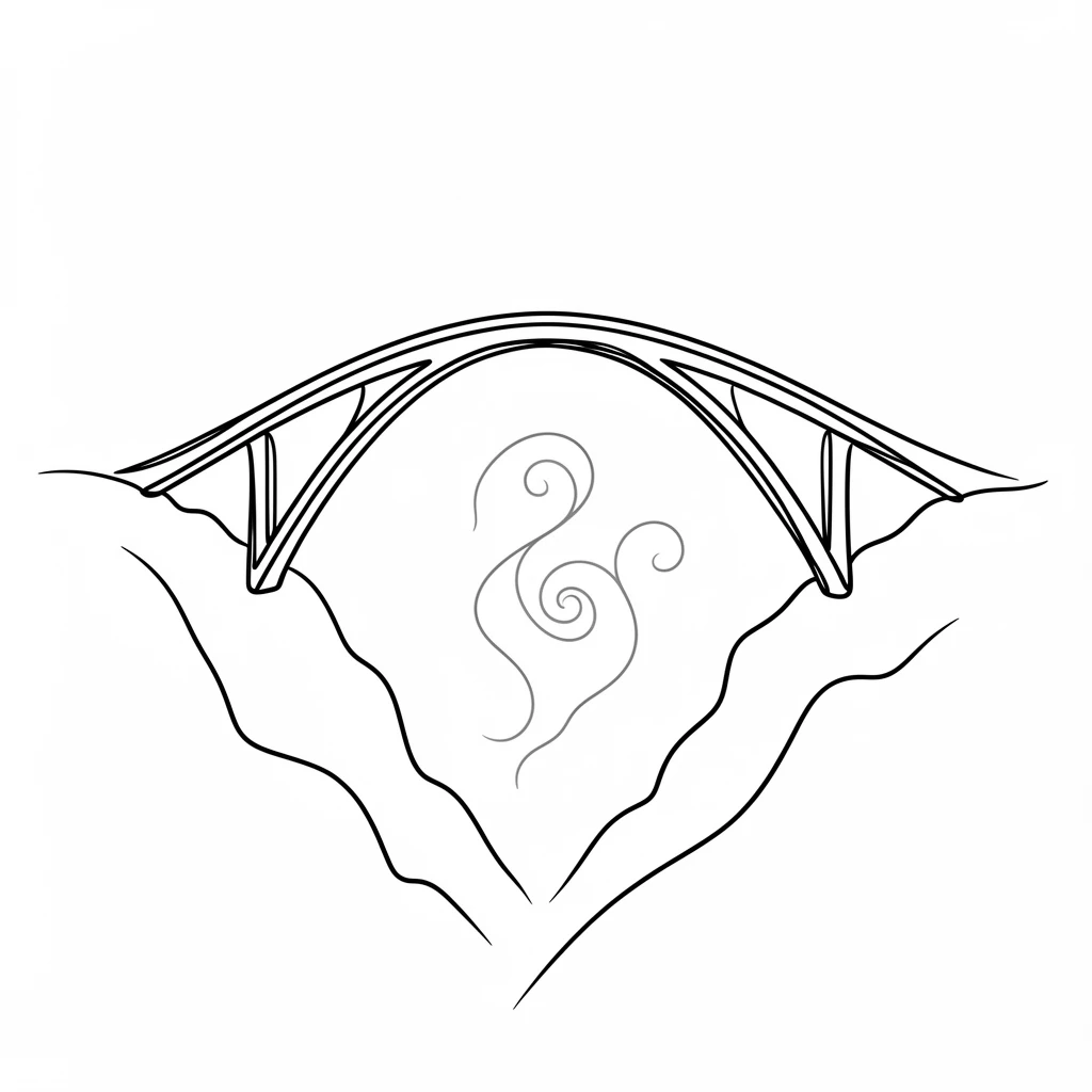 A single bridge stretching across a foggy ravine, representing connection