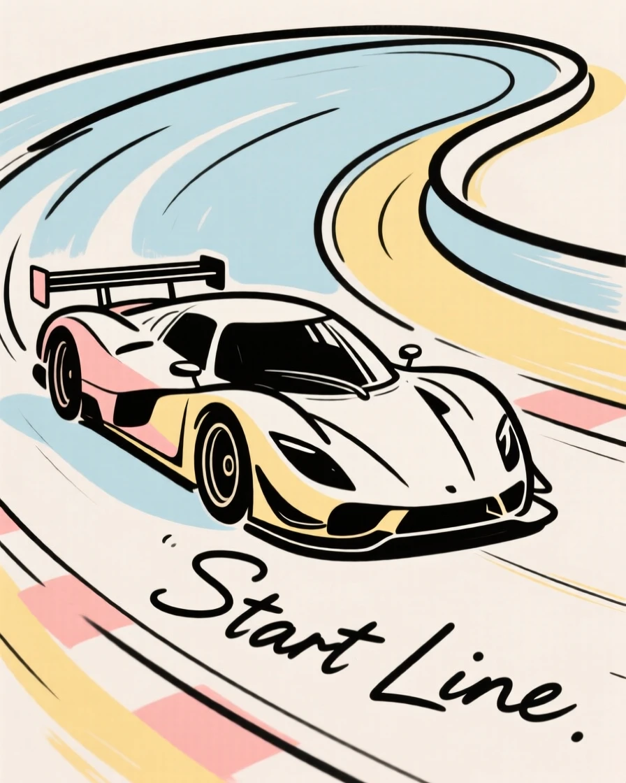 A race car speeding around a track