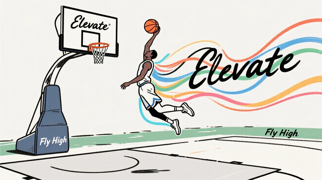 A basketball player leaping to dunk the ball on an outdoor court.