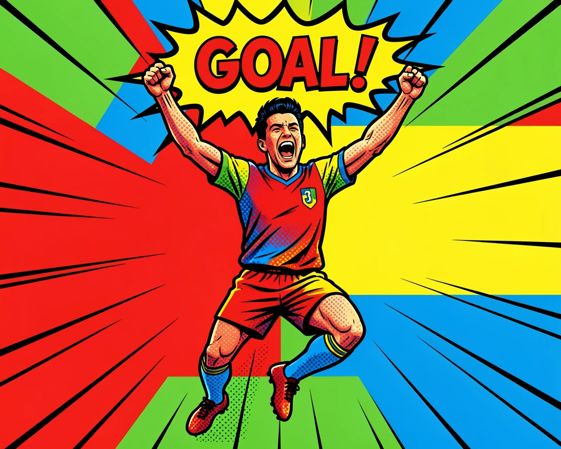 A soccer player celebrating a game-winning goal