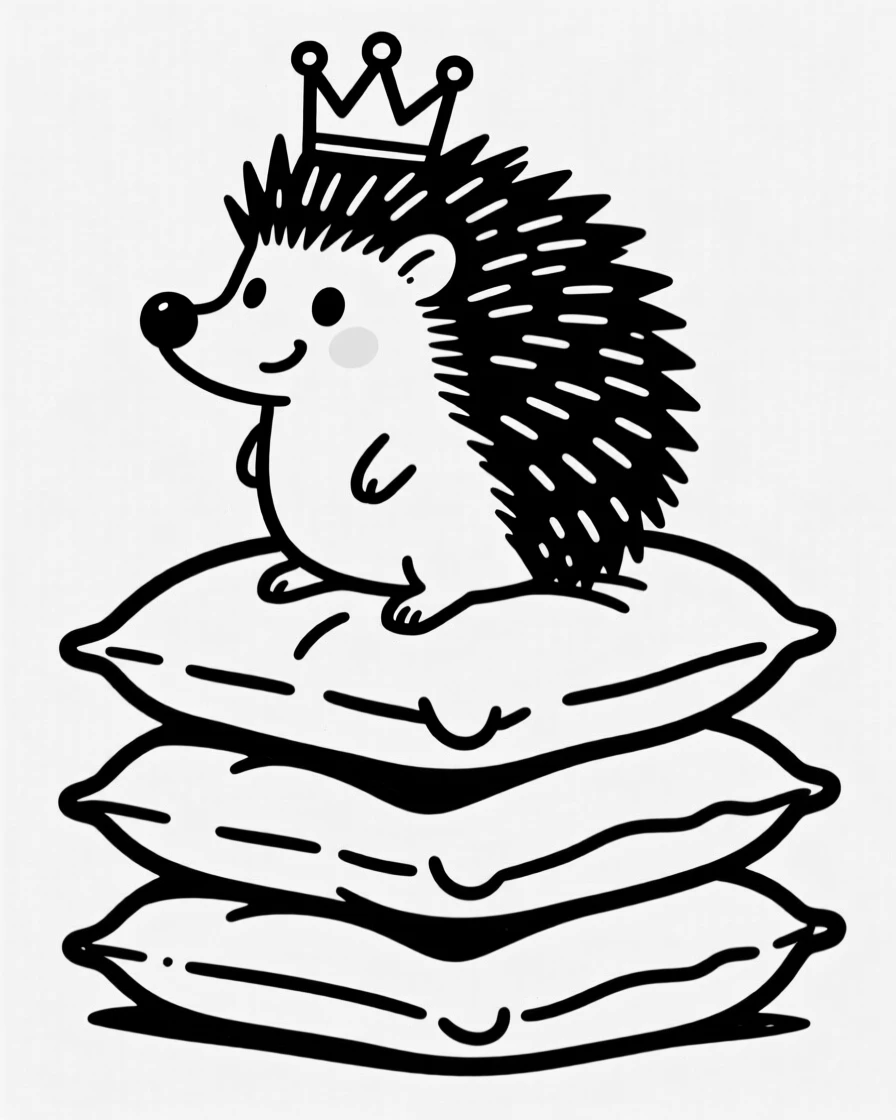 A hedgehog perched proudly on a stack of pillows like a tiny king.