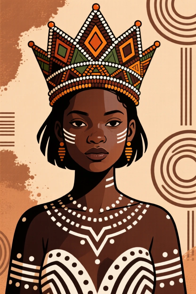 A young woman adorned with a beaded crown for her coming-of-age ceremony.