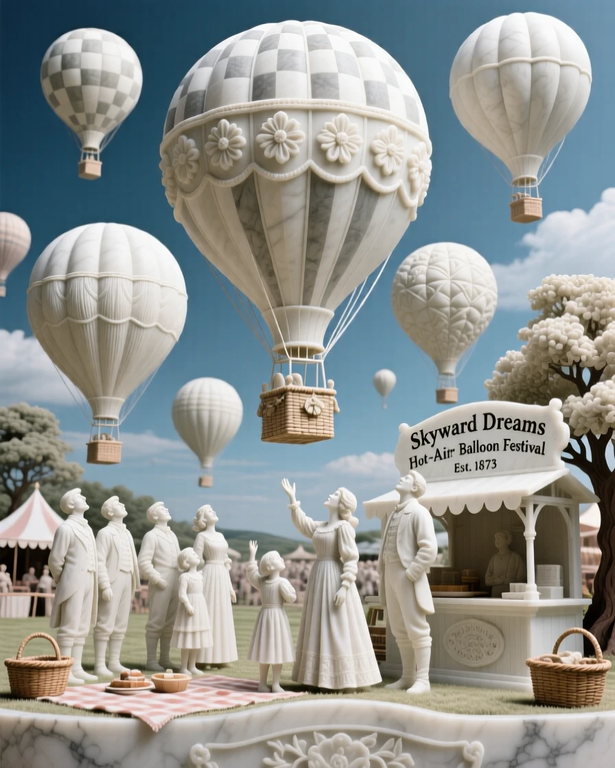A vivid, emotionally rich scene of a hot-air balloon festival filling the sky with color, captured with cinematic depth and detail, designed to captivate and inspire