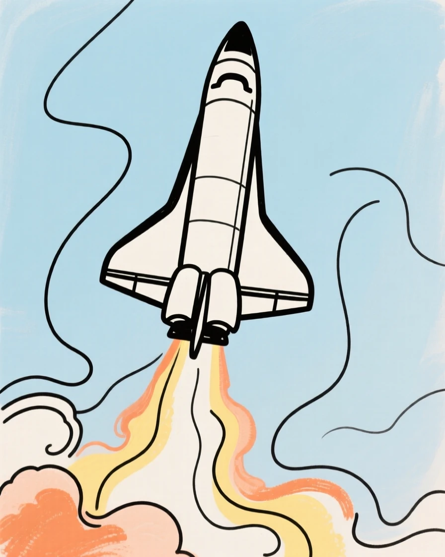 A space shuttle lifting off