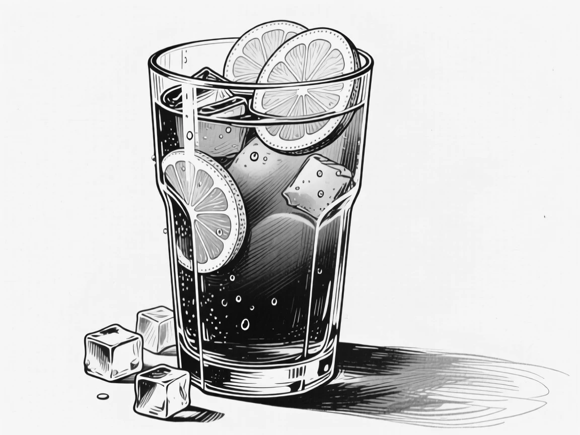 A glass of freshly brewed iced tea with lemon slices floating inside.