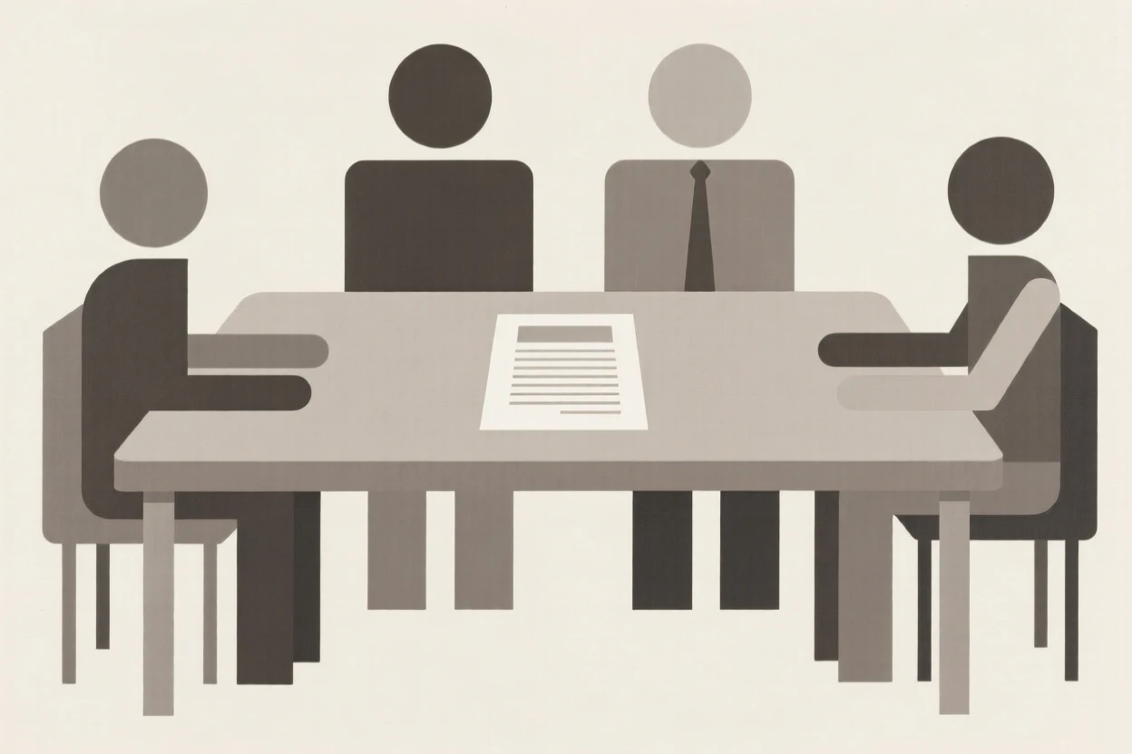 A team reviewing a business plan around a table