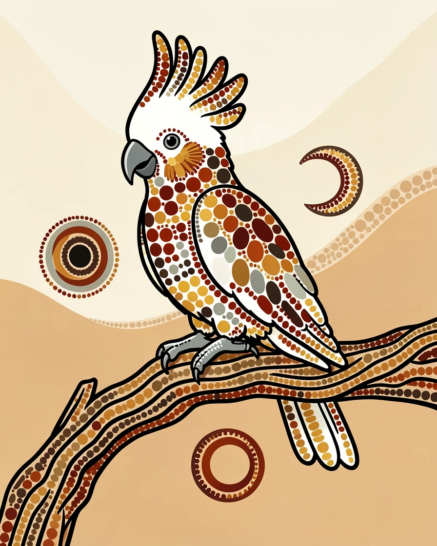 A sulphur-crested cockatoo perched on a weathered branch