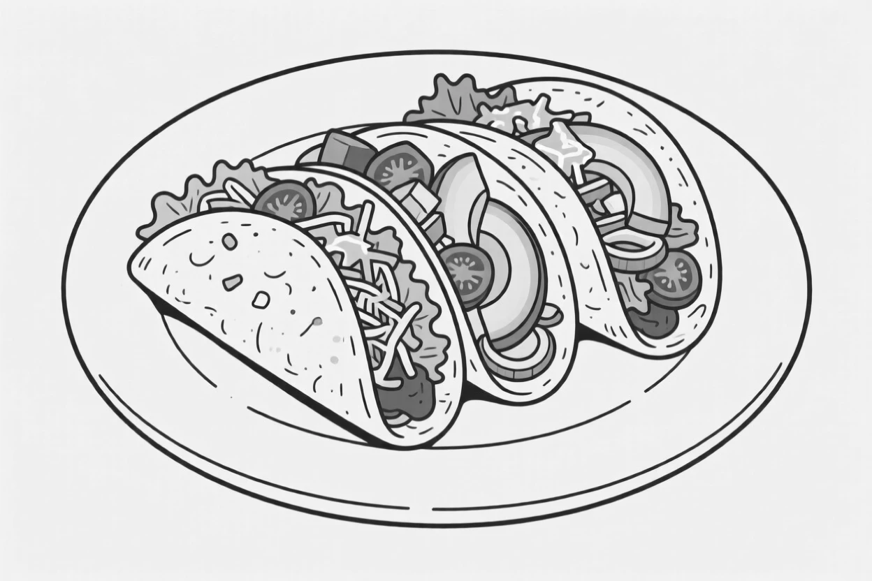 A plate of tacos arranged with an assortment of toppings