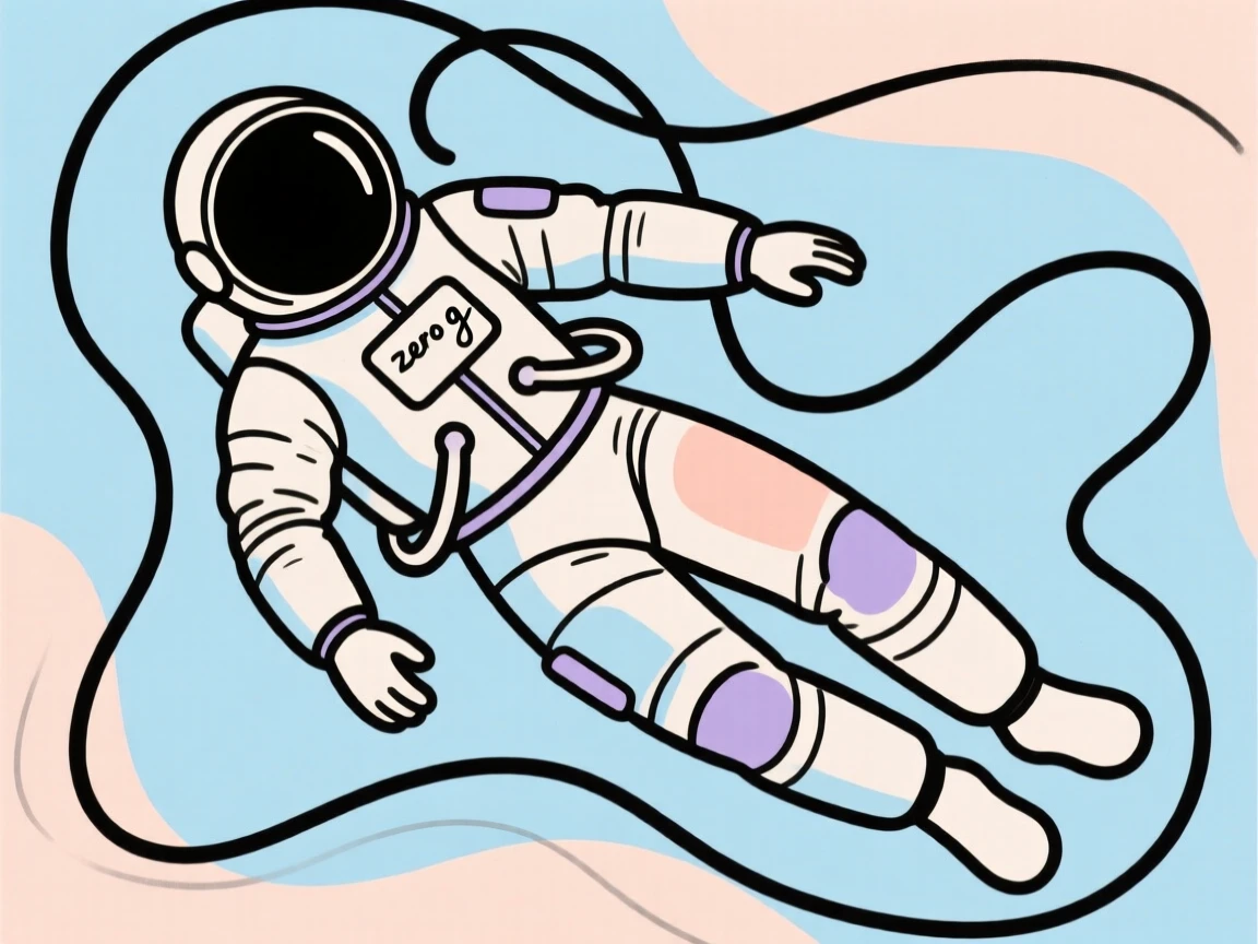 An astronaut floating in zero gravity