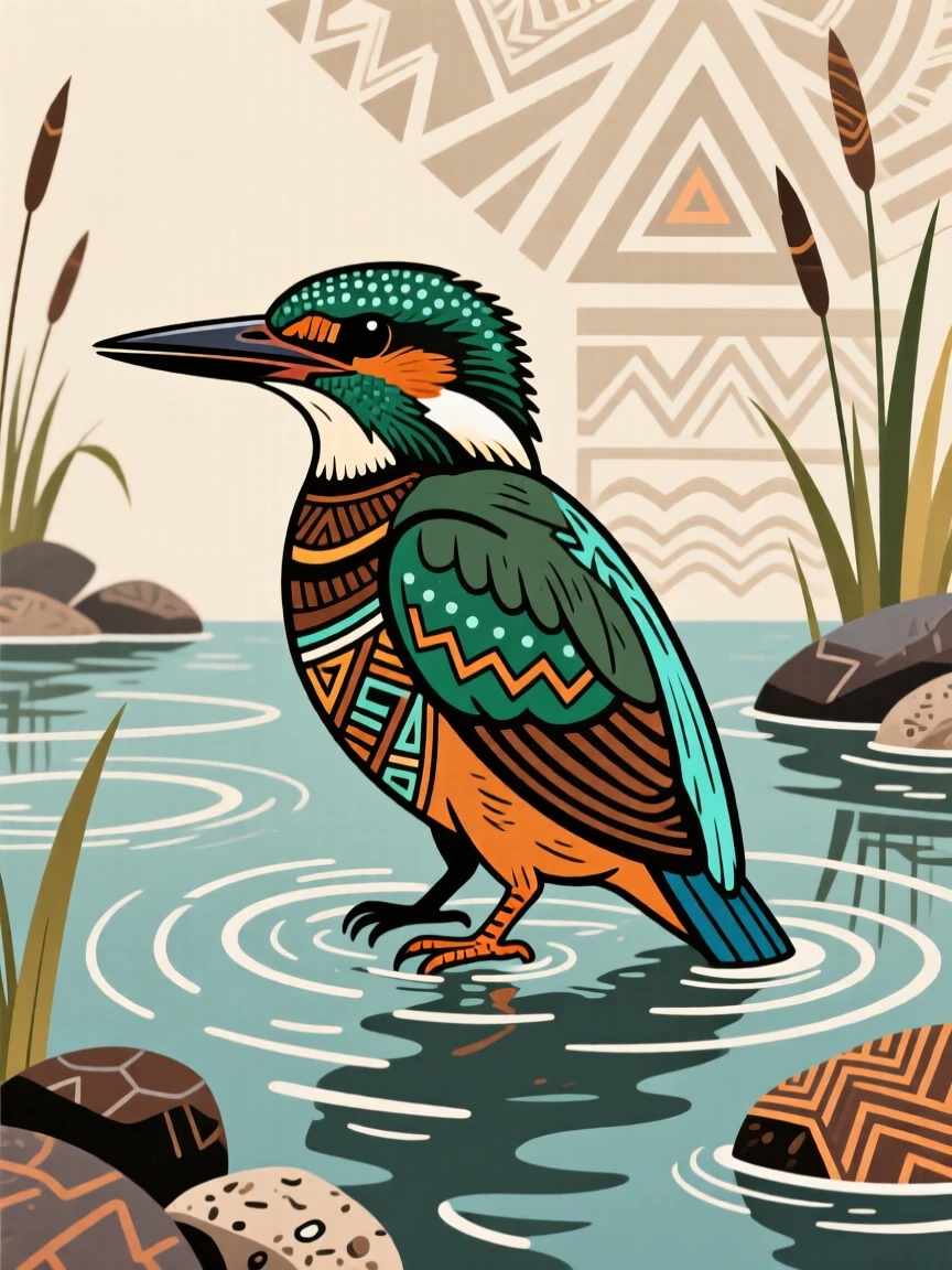 A malachite kingfisher cooling off in a river.