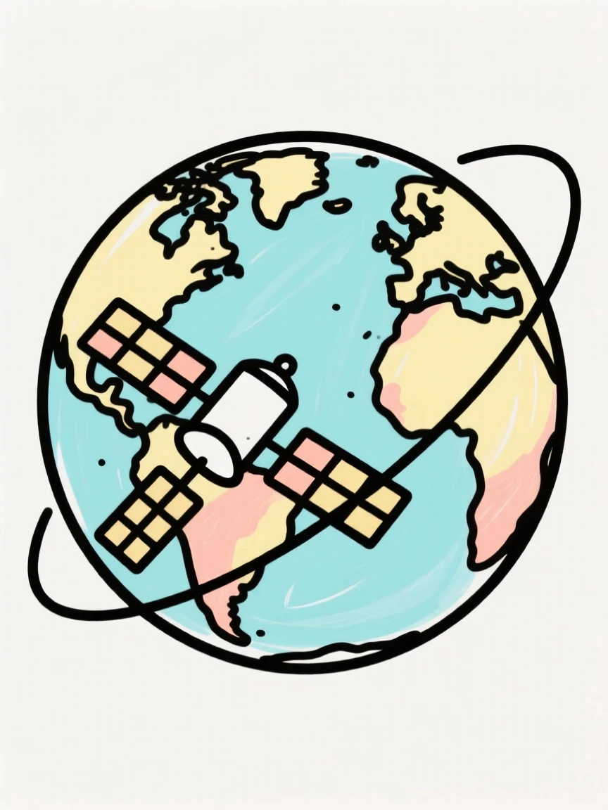 A satellite orbiting Earth