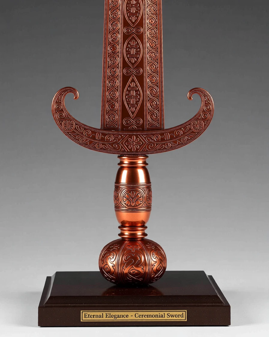 An intricately engraved ceremonial sword, capturing a sense of timeless luxury, radiating elegance and refinement