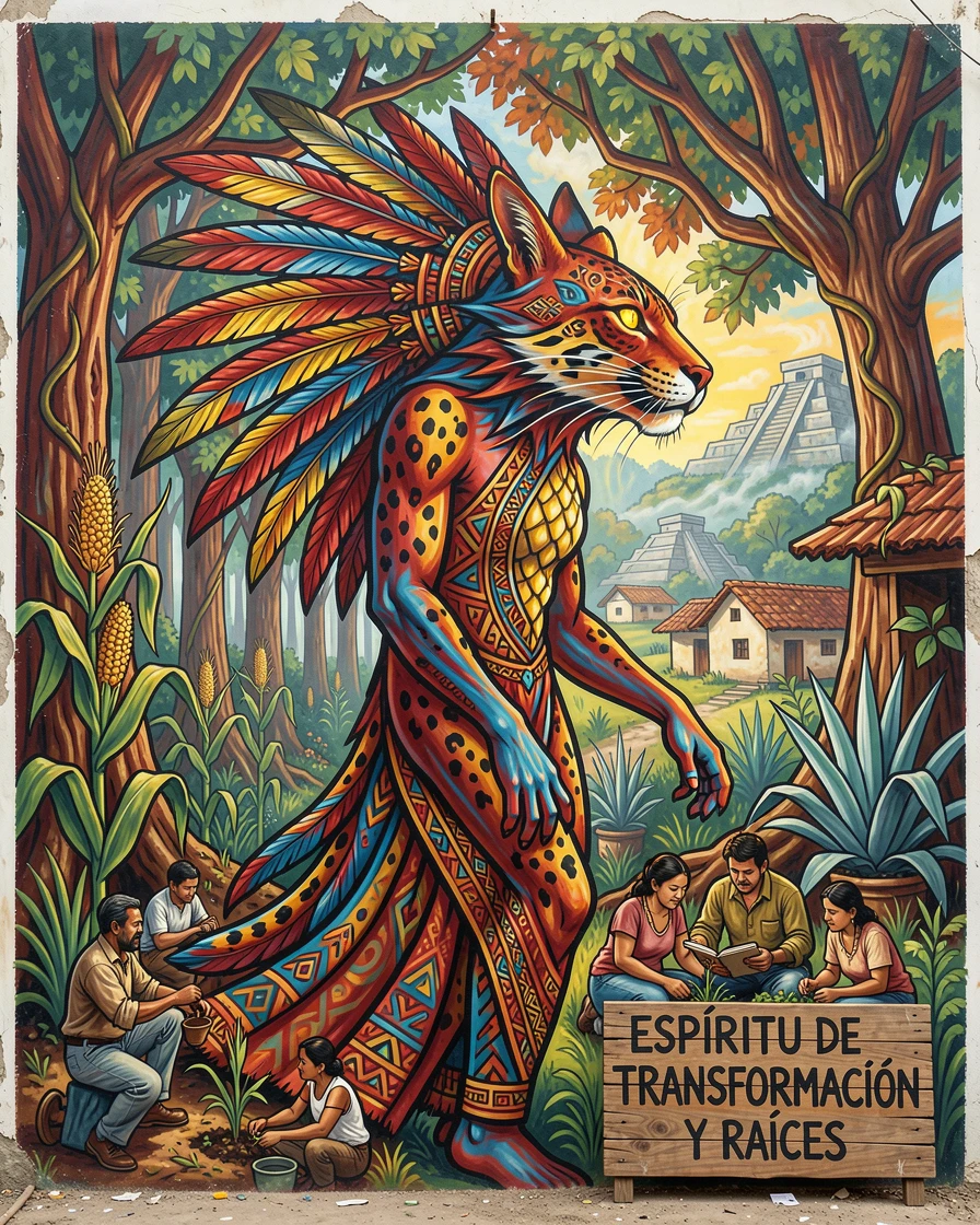 A shape-shifting spirit standing at the edge of a mystical forest
