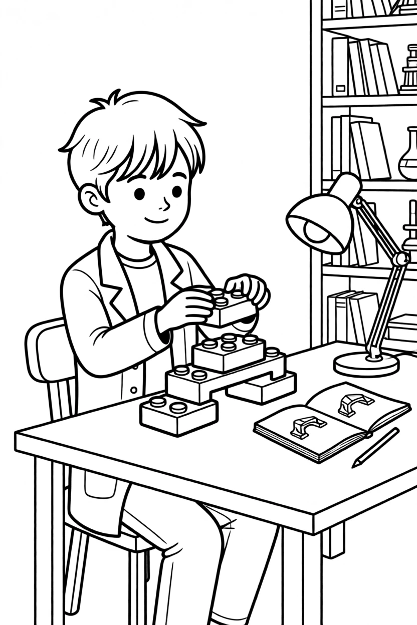 A scientist studying how bridges are built with toy blocks