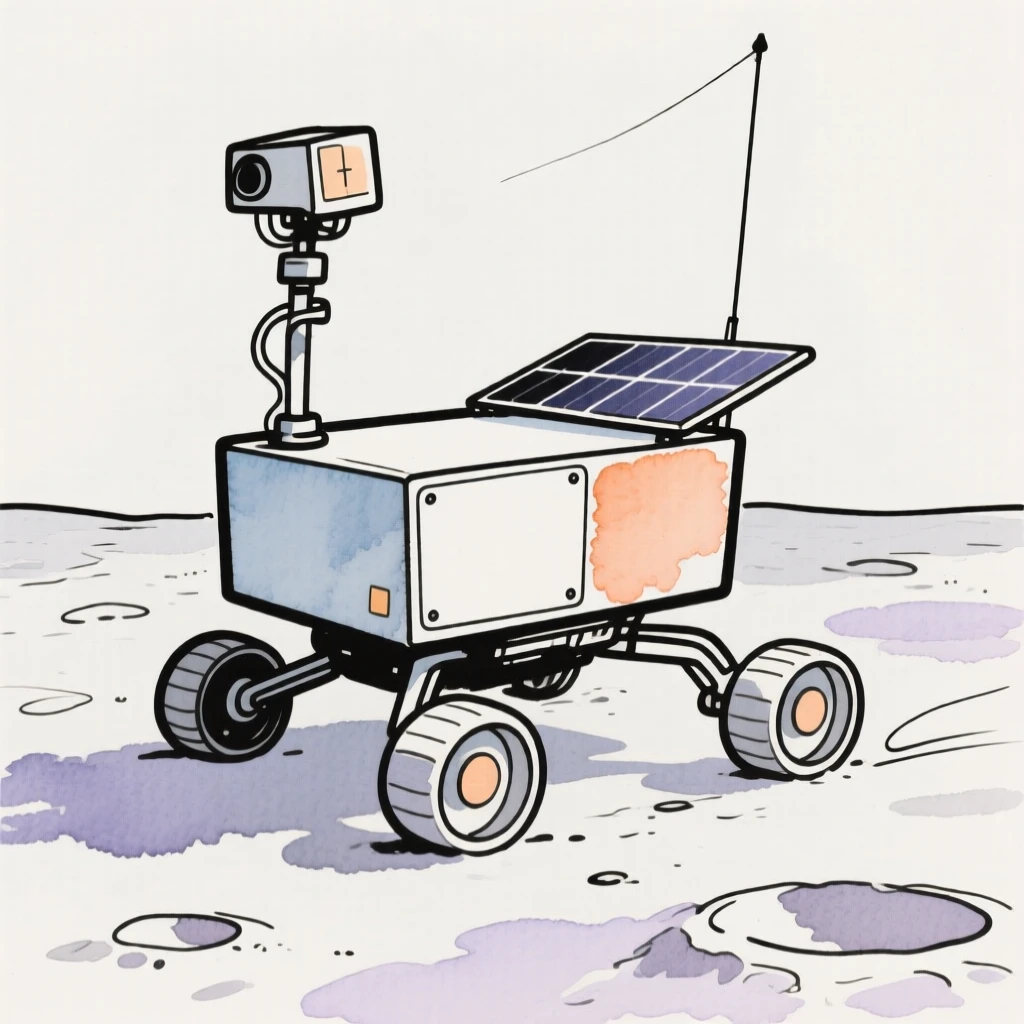 A lunar rover on the moon's surface