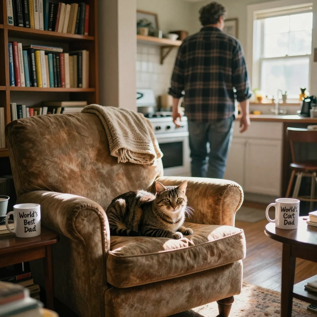 A cat 'steals' the warm spot the moment its owner gets up from a chair.