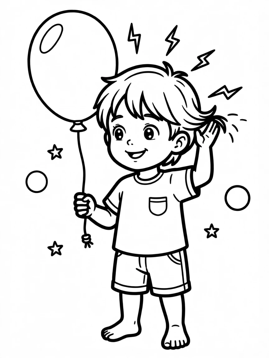 A child exploring static electricity with a balloon