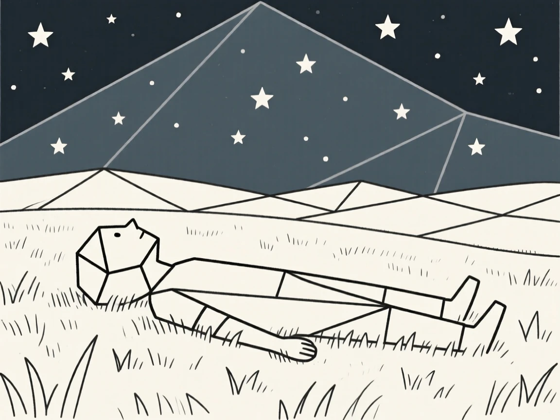 A stargazer lying in a field watching the night sky