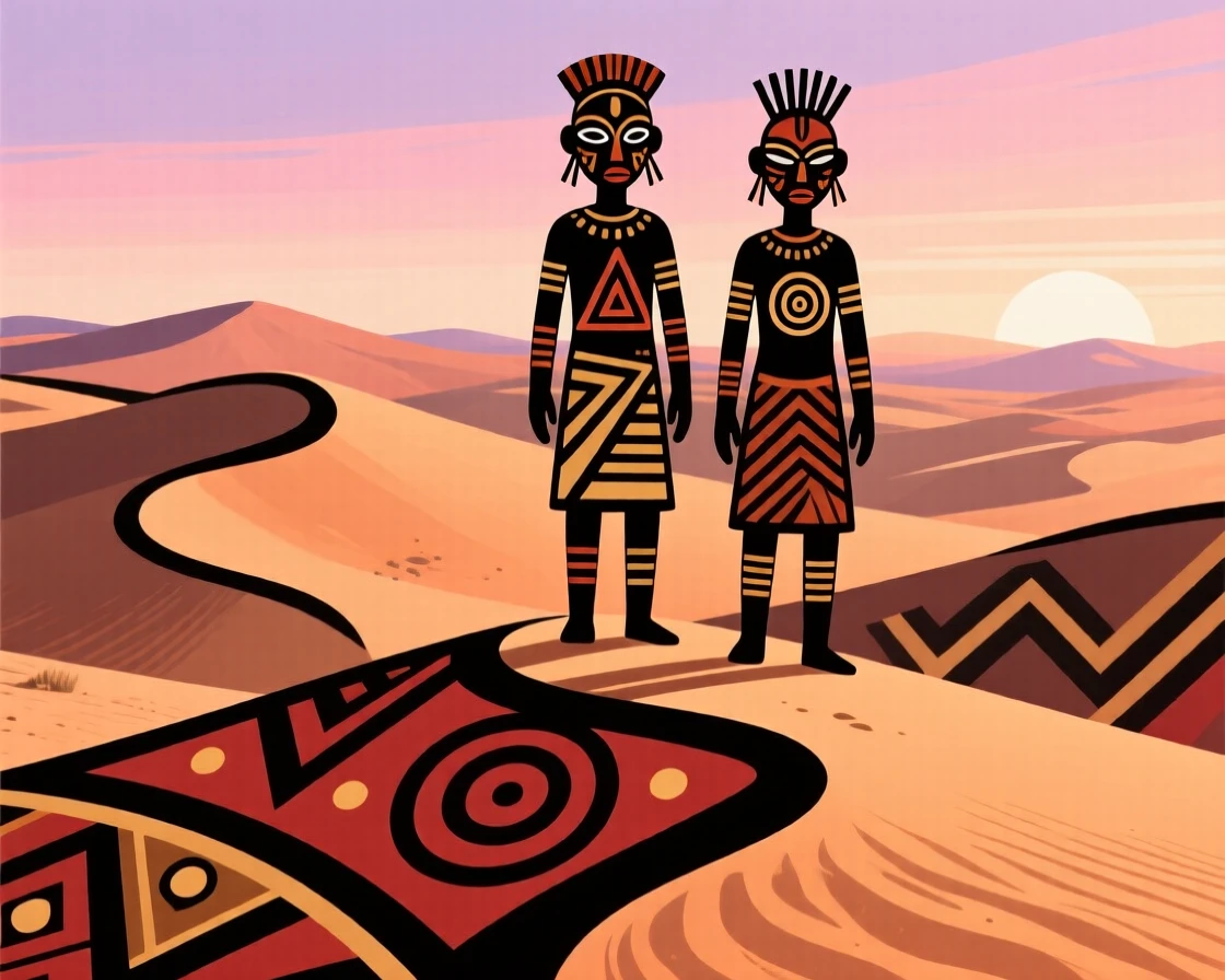 Rolling sand dunes of a great desert at dawn.