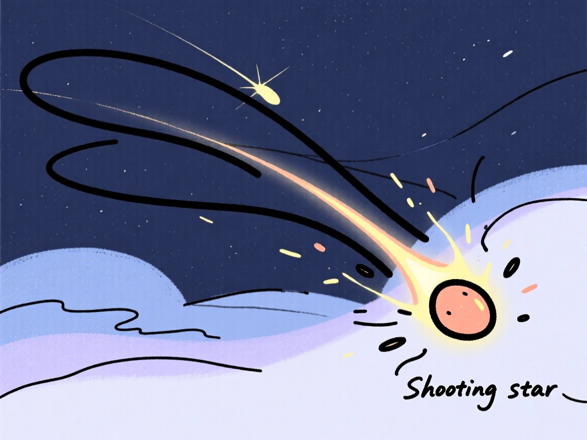 A meteor streaking across the night sky