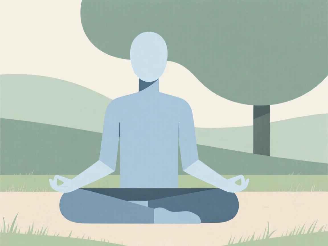 A person practicing deep breathing outdoors