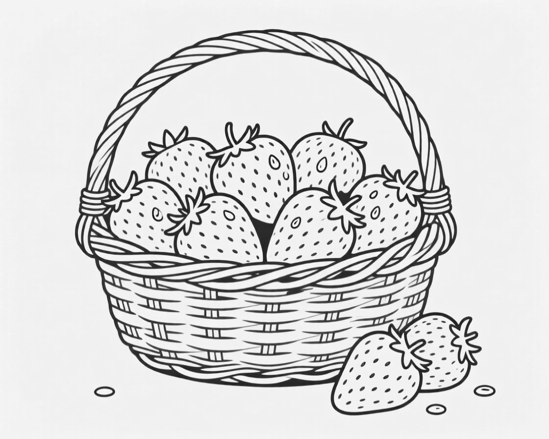 A basket of fresh strawberries with dew drops on the surface