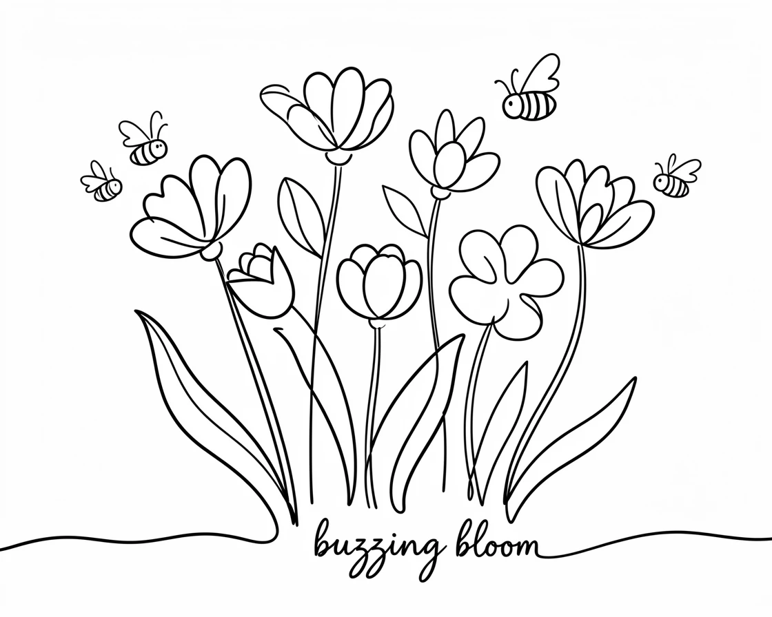 A hive of honeybees buzzing around a blooming flower garden